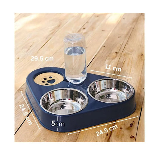 Doppelnapf mit Wasserspender für Katzen & Hunde